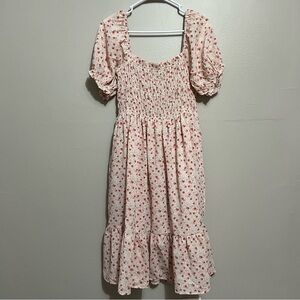 Chic Floral Smocked Midi Dress